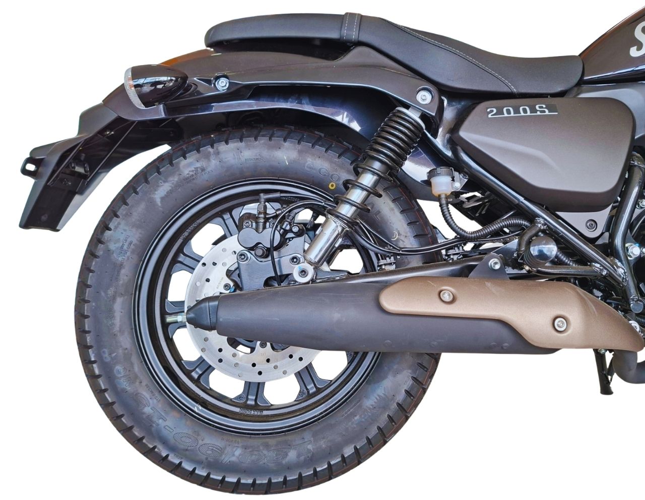 rin trasero y tubo de escape Superlight 200s negra